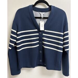 NWT Spanx AirEssentials Cardigan Womens XS Blue White Striped Button Front